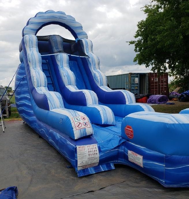 Fully Inflated Front Angle View of the Blue Marble Waterslide