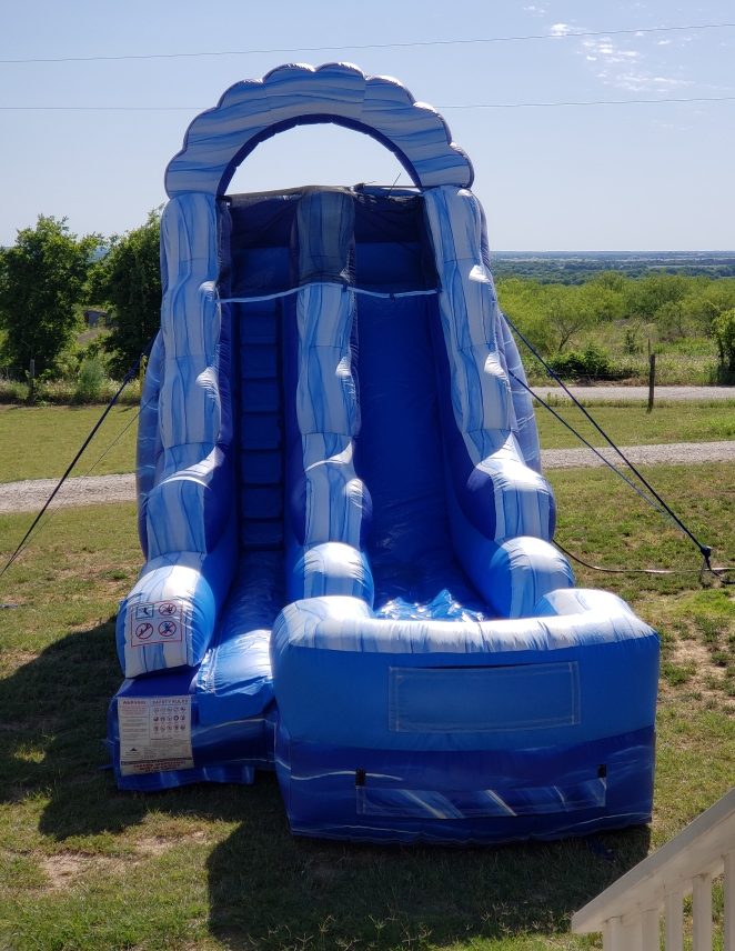 Blue Marble 15 Feet Slide Fully Inflated, Front View