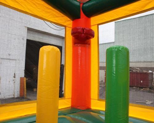 Check out the Basketball Hoop inside the Castle Combo Wet and Dry Bounce House Slide!